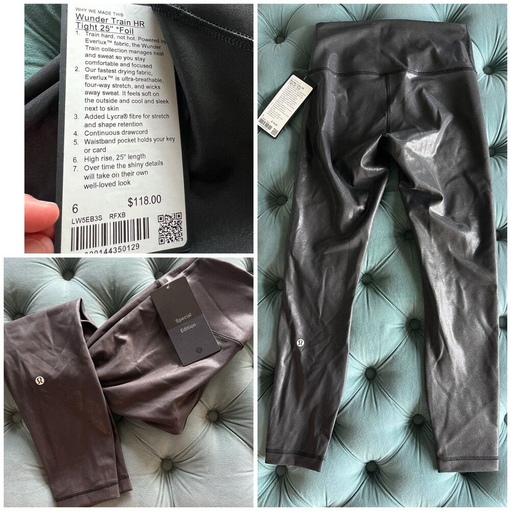 Lululemon Wunder Train HR Tight 28"*Foil Radiate Foil Print Black size 6